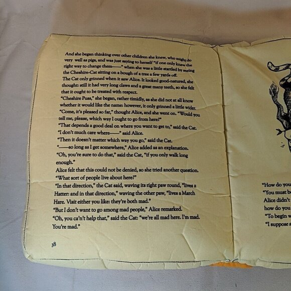 Think Geek Olde Book Pillow Alice’s Adventures in Wonderland Orange Plush - Picture 3 of 12